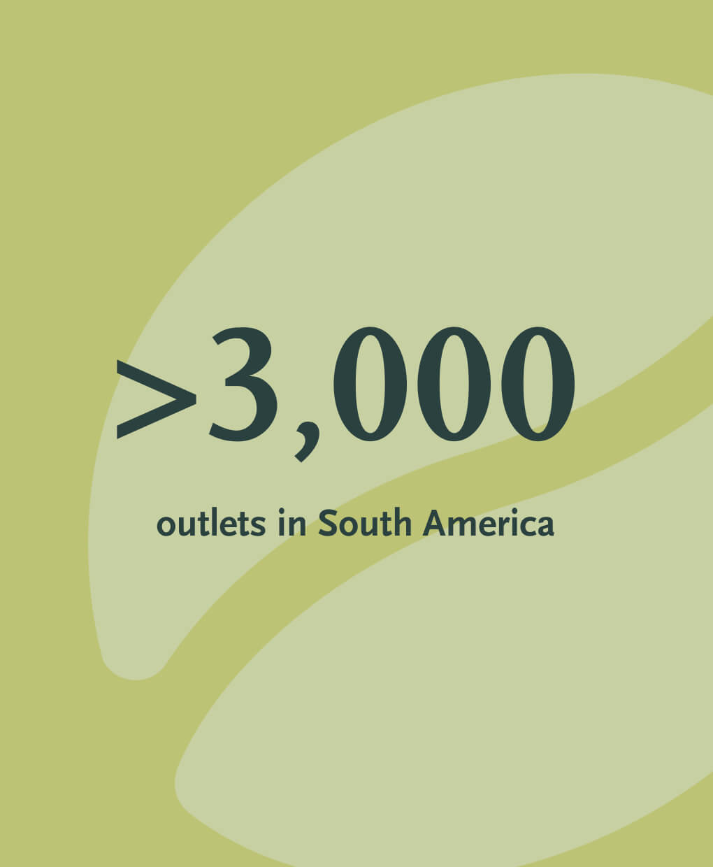 Graphic with the figure &ldquo;>3,000 outlets in South America.