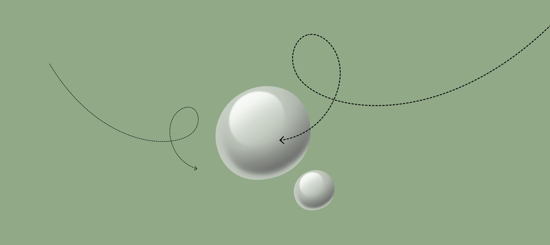 Two white balls and arrow – illustration (illustration)