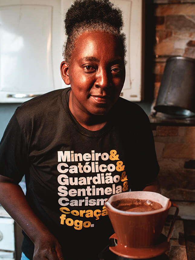 A woman with a cup of coffee