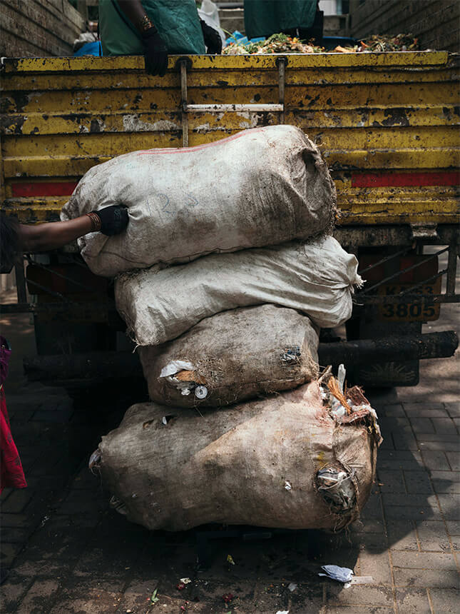 Bags being piled