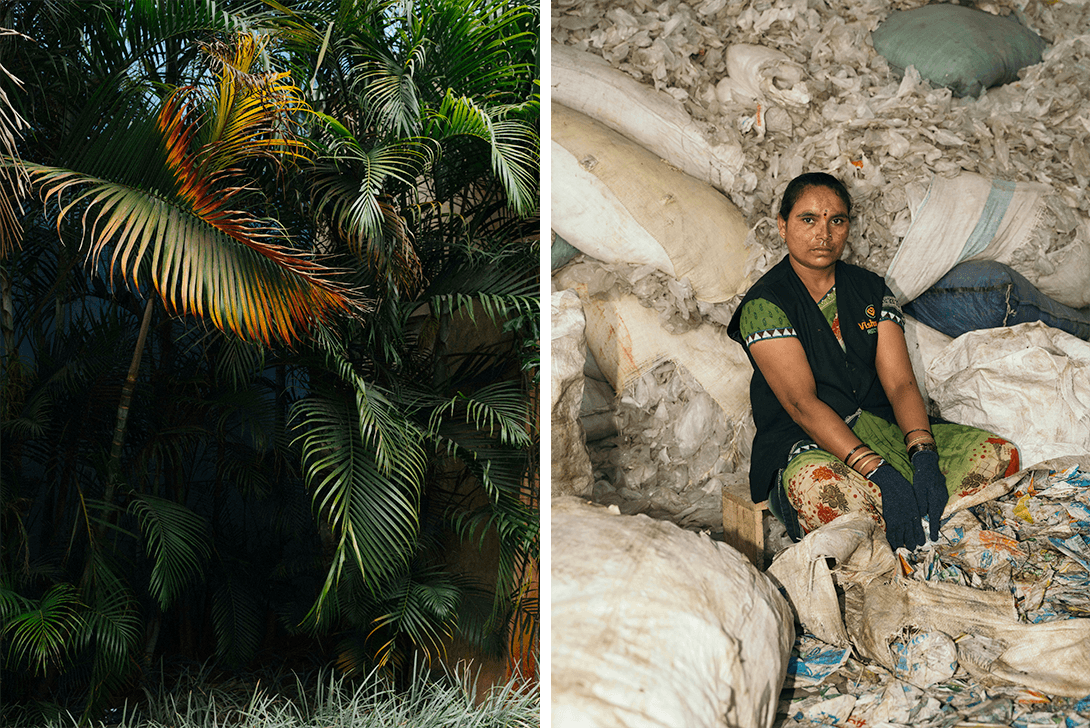 Jungle and a woman sitting in waste